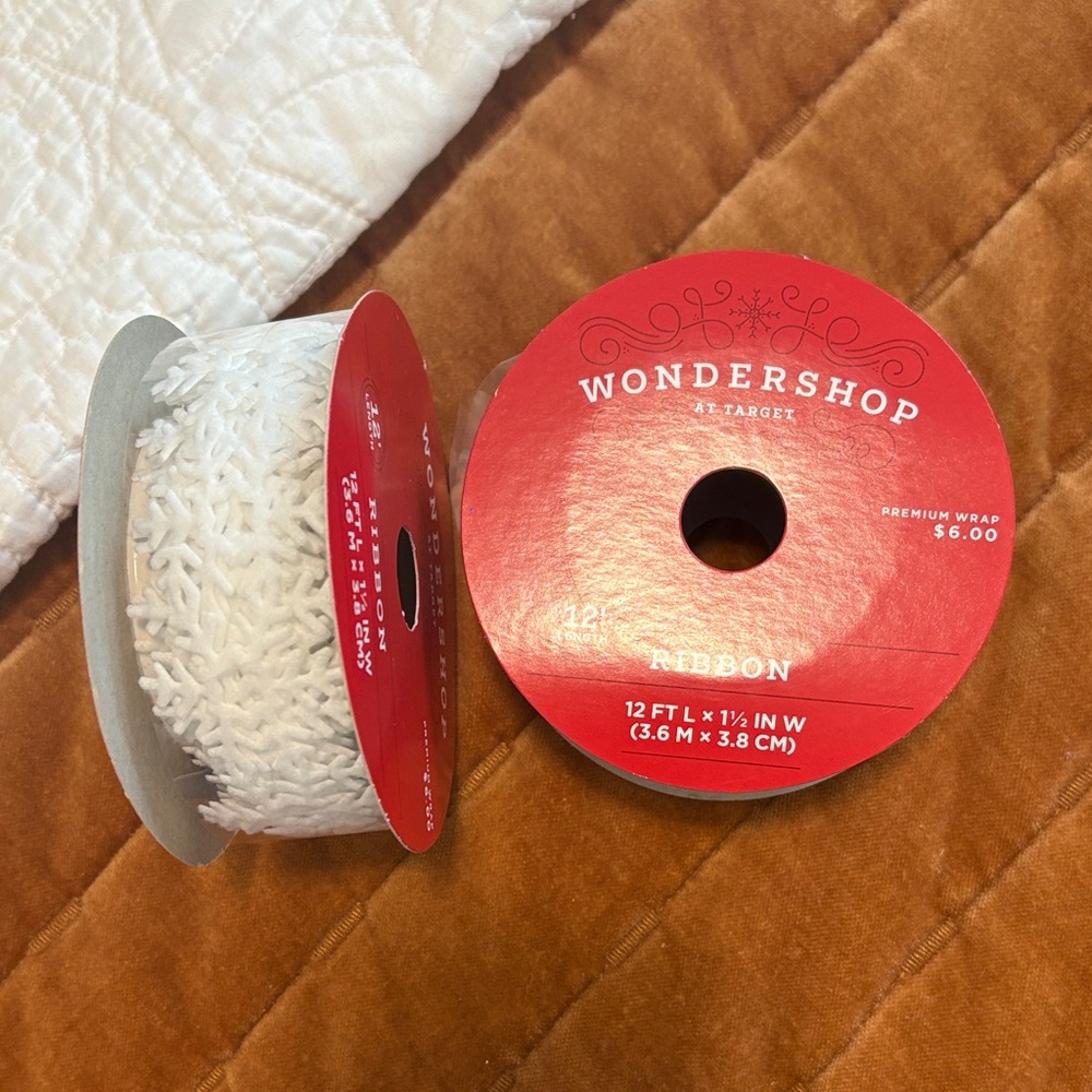 2 Wondershop Festive White Snowflake Ribbon spools